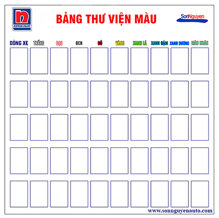 bang thu vien mau